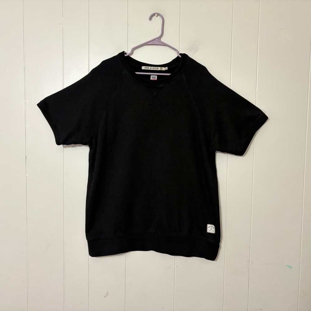 Iron & Resin Black Short Sleeve Crewneck Sweatshirt Size XL Casual Streetwear
